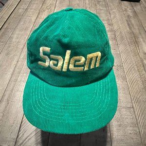 Vintage Salem Cigarettes Promo Embroidered Green Corduroy Snapback Trucker Hat